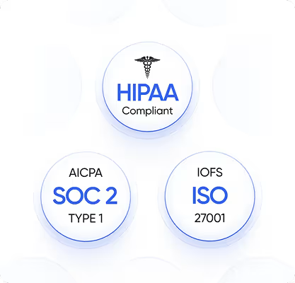 Compliance certifications — HIPAA, SOC 2 Type II, ISO 27001